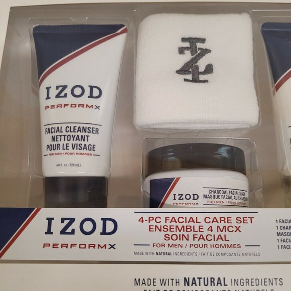 IZOD Performx 4 Pc Men Facial Care Set Blue and White For Man NIB Towel Mask - Picture 3 of 6